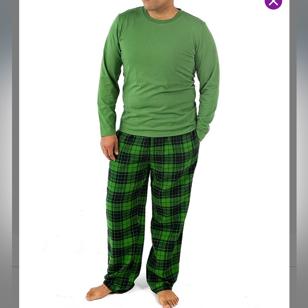 Leveret Men’s Medium green plaid flannel sleepwear set